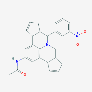 molecular formula C26H25N3O3 B447447 N-(7-{3-nitrophenyl}-3b,6,6a,7,9,9a,10,12a-octahydrocyclopenta[c]cyclopenta[4,5]pyrido[3,2,1-ij]quinolin-2-yl)acetamide 