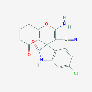 molecular formula C17H12ClN3O3 B447449 2-amino-6'-chloro-2',5-dioxo-1',3',5,6,7,8-hexahydrospiro[4H-chromene-4,3'-(2'H)-indole]-3-carbonitrile 