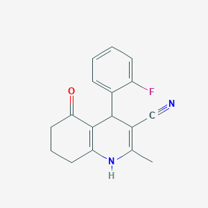 molecular formula C17H15FN2O B447450 4-(2-Fluorophenyl)-2-methyl-5-oxo-1,4,5,6,7,8-hexahydro-3-quinolinecarbonitrile CAS No. 5710-83-8