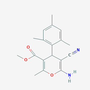 molecular formula C18H20N2O3 B447452 methyl 6-amino-5-cyano-2-methyl-4-(2,4,6-trimethylphenyl)-4H-pyran-3-carboxylate 