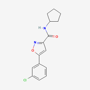 molecular formula C15H15ClN2O2 B4474598 5-(3-chlorophenyl)-N-cyclopentyl-3-isoxazolecarboxamide 