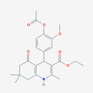 molecular formula C24H29NO6 B447468 Ethyl 4-[4-(acetyloxy)-3-methoxyphenyl]-2,7,7-trimethyl-5-oxo-1,4,5,6,7,8-hexahydro-3-quinolinecarboxylate 