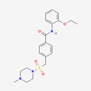 molecular formula C21H27N3O4S B4474797 N-(2-ethoxyphenyl)-4-{[(4-methyl-1-piperazinyl)sulfonyl]methyl}benzamide 