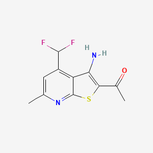 1-[3-amino-4-(difluoromethyl)-6-methylthieno[2,3-b]pyridin-2-yl]ethanone