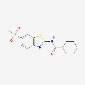 molecular formula C15H18N2O3S2 B447481 Cyclohexanecarboxylic acid, (6-methanesulfonylbenzothiazol-2-yl)amide 