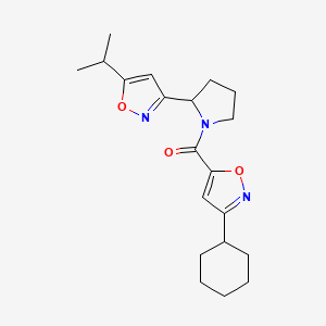 molecular formula C20H27N3O3 B4474821 3-[1-(3-Cyclohexyl-1,2-oxazole-5-carbonyl)pyrrolidin-2-YL]-5-(propan-2-YL)-1,2-oxazole 