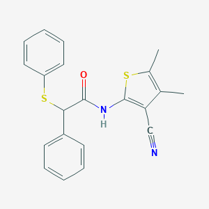 molecular formula C21H18N2OS2 B447483 N-(3-cyano-4,5-dimethyl-2-thienyl)-2-phenyl-2-(phenylsulfanyl)acetamide 