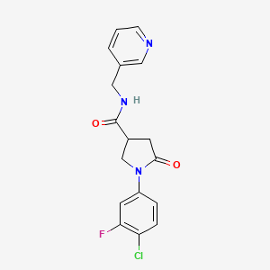 molecular formula C17H15ClFN3O2 B4474838 1-(4-chloro-3-fluorophenyl)-5-oxo-N-(3-pyridinylmethyl)-3-pyrrolidinecarboxamide 