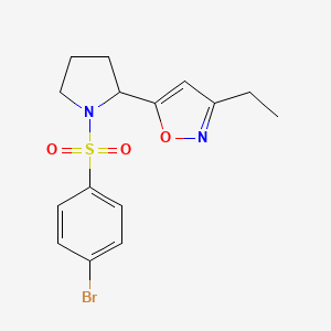 molecular formula C15H17BrN2O3S B4474845 5-[1-(4-Bromobenzenesulfonyl)pyrrolidin-2-YL]-3-ethyl-1,2-oxazole 