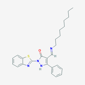 molecular formula C26H30N4OS B447485 2-(1,3-benzothiazol-2-yl)-4-[(nonylimino)methyl]-5-phenyl-1,2-dihydro-3H-pyrazol-3-one 