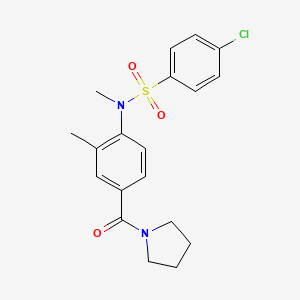 molecular formula C19H21ClN2O3S B4474850 4-chloro-N-methyl-N-[2-methyl-4-(1-pyrrolidinylcarbonyl)phenyl]benzenesulfonamide 