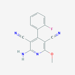 molecular formula C14H9FN4O B447488 2-Amino-4-(2-fluorophenyl)-6-methoxypyridine-3,5-dicarbonitrile 