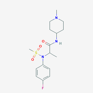 molecular formula C16H24FN3O3S B4474890 N~2~-(4-fluorophenyl)-N~1~-(1-methyl-4-piperidinyl)-N~2~-(methylsulfonyl)alaninamide 