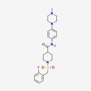 molecular formula C24H31FN4O3S B4474900 1-[(2-fluorobenzyl)sulfonyl]-N-[4-(4-methyl-1-piperazinyl)phenyl]-4-piperidinecarboxamide 