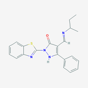 molecular formula C21H20N4OS B447491 2-(1,3-benzothiazol-2-yl)-4-[(sec-butylimino)methyl]-5-phenyl-1,2-dihydro-3H-pyrazol-3-one 