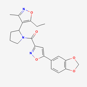 4-{1-[5-(2H-1,3-Benzodioxol-5-YL)-1,2-oxazole-3-carbonyl]pyrrolidin-2-YL}-5-ethyl-3-methyl-1,2-oxazole