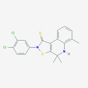 molecular formula C19H16Cl2N2S2 B447504 2-(3,4-dichlorophenyl)-4,4,6-trimethyl-4,5-dihydroisothiazolo[5,4-c]quinoline-1(2H)-thione CAS No. 331841-07-7