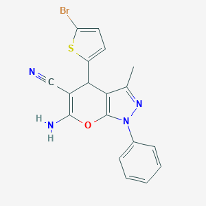 molecular formula C18H13BrN4OS B447509 6-Amino-4-(5-bromo-2-thienyl)-3-methyl-1-phenyl-1,4-dihydropyrano[2,3-c]pyrazole-5-carbonitrile 