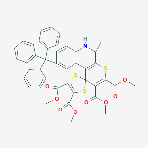 molecular formula C43H37NO8S3 B447510 Tetramethyl 5',5'-dimethyl-9'-trityl-5',6'-dihydrospiro[1,3-dithiole-2,1'-thiopyrano[2,3-c]quinoline]-2',3',4,5-tetracarboxylate 