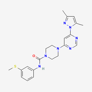 molecular formula C21H25N7OS B4475117 4-[6-(3,5-dimethyl-1H-pyrazol-1-yl)-4-pyrimidinyl]-N-[3-(methylthio)phenyl]-1-piperazinecarboxamide 