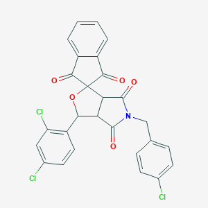 molecular formula C27H16Cl3NO5 B447512 5-[(4-chlorophenyl)methyl]-1-(2,4-dichlorophenyl)spiro[3a,6a-dihydro-1H-furo[3,4-c]pyrrole-3,2'-indene]-1',3',4,6-tetrone CAS No. 313062-70-3