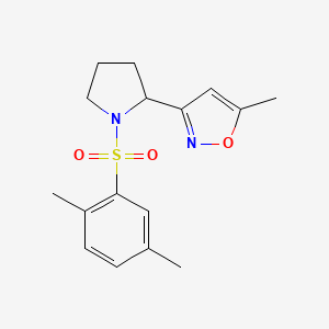 molecular formula C16H20N2O3S B4475129 3-{1-[(2,5-dimethylphenyl)sulfonyl]-2-pyrrolidinyl}-5-methylisoxazole 