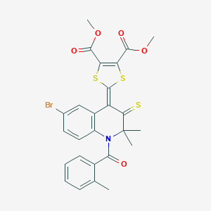 molecular formula C26H22BrNO5S3 B447517 dimethyl 2-{6-bromo-2,2-dimethyl-1-[(2-methylphenyl)carbonyl]-3-thioxo-2,3-dihydroquinolin-4(1H)-ylidene}-1,3-dithiole-4,5-dicarboxylate 