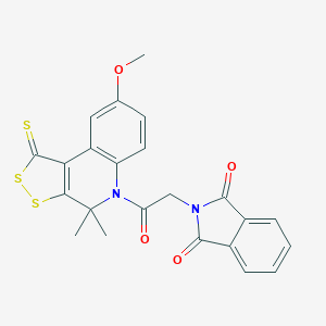 molecular formula C23H18N2O4S3 B447522 2-[2-(8-methoxy-4,4-dimethyl-1-thioxo-1,4-dihydro-5H-[1,2]dithiolo[3,4-c]quinolin-5-yl)-2-oxoethyl]-1H-isoindole-1,3(2H)-dione CAS No. 331840-77-8