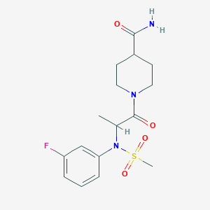 molecular formula C16H22FN3O4S B4475234 1-{2-[N-(3-FLUOROPHENYL)METHANESULFONAMIDO]PROPANOYL}PIPERIDINE-4-CARBOXAMIDE 