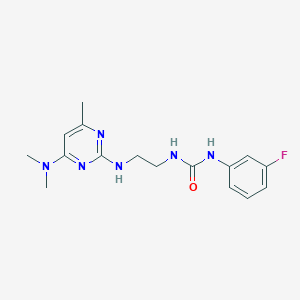 molecular formula C16H21FN6O B4475236 N-(2-{[4-(dimethylamino)-6-methyl-2-pyrimidinyl]amino}ethyl)-N'-(3-fluorophenyl)urea 