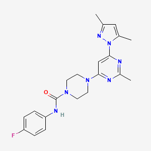 molecular formula C21H24FN7O B4475329 4-[6-(3,5-dimethyl-1H-pyrazol-1-yl)-2-methyl-4-pyrimidinyl]-N-(4-fluorophenyl)-1-piperazinecarboxamide 