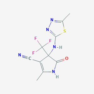 2-methyl-4-[(5-methyl-1,3,4-thiadiazol-2-yl)amino]-5-oxo-4-(trifluoromethyl)-4,5-dihydro-1H-pyrrole-3-carbonitrile