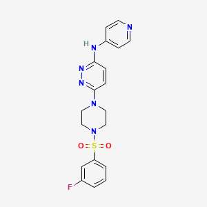 molecular formula C19H19FN6O2S B4475437 6-{4-[(3-fluorophenyl)sulfonyl]-1-piperazinyl}-N-4-pyridinyl-3-pyridazinamine 