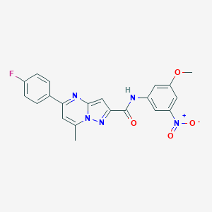 molecular formula C21H16FN5O4 B447546 5-(4-fluorophenyl)-N-(3-methoxy-5-nitrophenyl)-7-methylpyrazolo[1,5-a]pyrimidine-2-carboxamide 