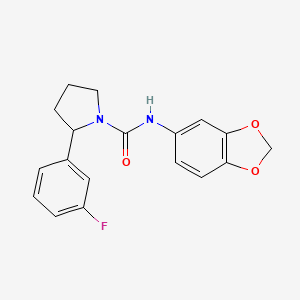 molecular formula C18H17FN2O3 B4475473 N-1,3-benzodioxol-5-yl-2-(3-fluorophenyl)-1-pyrrolidinecarboxamide 