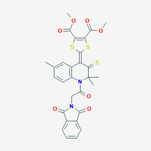 dimethyl 2-(1-[(1,3-dioxo-1,3-dihydro-2H-isoindol-2-yl)acetyl]-2,2,6-trimethyl-3-thioxo-2,3-dihydro-4(1H)-quinolinylidene)-1,3-dithiole-4,5-dicarboxylate