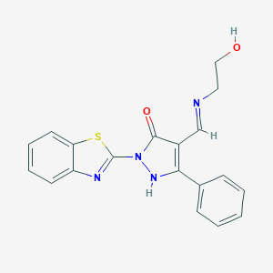 2-(1,3-benzothiazol-2-yl)-4-{(E)-[(2-hydroxyethyl)imino]methyl}-5-phenyl-1,2-dihydro-3H-pyrazol-3-one