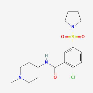 molecular formula C17H24ClN3O3S B4475560 2-chloro-N-(1-methyl-4-piperidinyl)-5-(1-pyrrolidinylsulfonyl)benzamide 