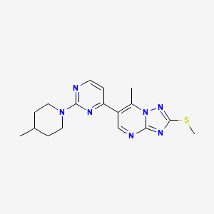 4-[7-METHYL-2-(METHYLSULFANYL)-[1,2,4]TRIAZOLO[1,5-A]PYRIMIDIN-6-YL]-2-(4-METHYLPIPERIDIN-1-YL)PYRIMIDINE