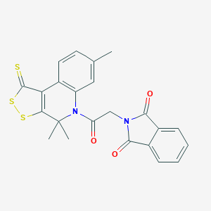 molecular formula C23H18N2O3S3 B447559 2-[2-oxo-2-(4,4,7-trimethyl-1-thioxo-1,4-dihydro-5H-[1,2]dithiolo[3,4-c]quinolin-5-yl)ethyl]-1H-isoindole-1,3(2H)-dione CAS No. 303101-87-3