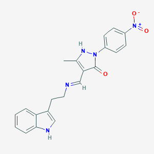 molecular formula C21H19N5O3 B447564 2-{4-nitrophenyl}-4-({[2-(1H-indol-3-yl)ethyl]amino}methylene)-5-methyl-2,4-dihydro-3H-pyrazol-3-one CAS No. 1164548-91-7