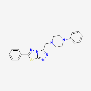 molecular formula C20H20N6S B4475644 6-phenyl-3-[(4-phenyl-1-piperazinyl)methyl][1,2,4]triazolo[3,4-b][1,3,4]thiadiazole 