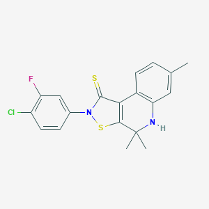 molecular formula C19H16ClFN2S2 B447570 2-(4-chloro-3-fluorophenyl)-4,4,7-trimethyl-4,5-dihydro[1,2]thiazolo[5,4-c]quinoline-1(2H)-thione CAS No. 331841-09-9