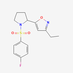 molecular formula C15H17FN2O3S B4475762 3-Ethyl-5-[1-(4-fluorobenzenesulfonyl)pyrrolidin-2-YL]-1,2-oxazole 