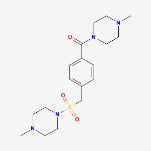 molecular formula C18H28N4O3S B4475822 1-METHYL-4-{[4-(4-METHYLPIPERAZINE-1-CARBONYL)PHENYL]METHANESULFONYL}PIPERAZINE 