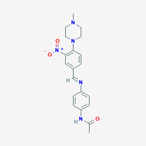 molecular formula C20H23N5O3 B447589 N-(4-{[3-nitro-4-(4-methyl-1-piperazinyl)benzylidene]amino}phenyl)acetamide 