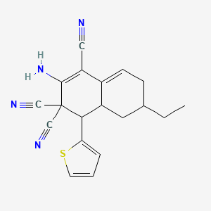 2-amino-6-ethyl-4-thiophen-2-yl-4a,5,6,7-tetrahydro-4H-naphthalene-1,3,3-tricarbonitrile