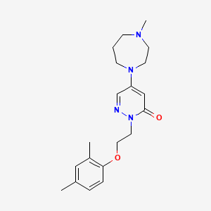 molecular formula C20H28N4O2 B4475912 2-[2-(2,4-dimethylphenoxy)ethyl]-5-(4-methyl-1,4-diazepan-1-yl)-3(2H)-pyridazinone 