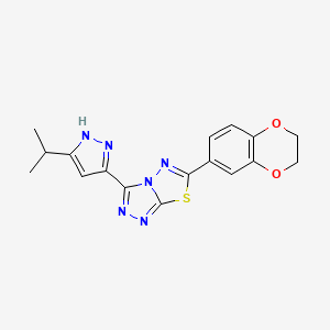 6-(2,3-dihydro-1,4-benzodioxin-6-yl)-3-(3-isopropyl-1H-pyrazol-5-yl)[1,2,4]triazolo[3,4-b][1,3,4]thiadiazole