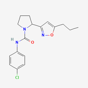 molecular formula C17H20ClN3O2 B4475979 N-(4-chlorophenyl)-2-(5-propyl-1,2-oxazol-3-yl)pyrrolidine-1-carboxamide 